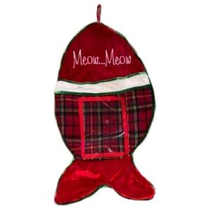 Dan Dee Collectors Choice Red Plaid Meow Cat Stocking